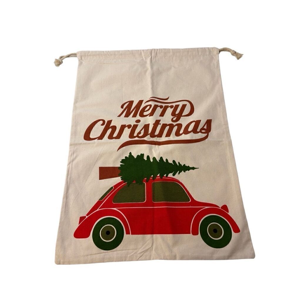 NWOT large canvas Christmas Santa sack with drawstring.